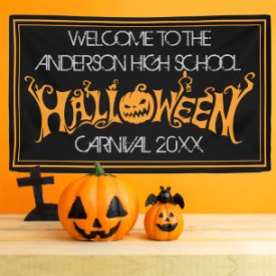 Lona Casa embrujada personalizada de Halloween Carnaval
