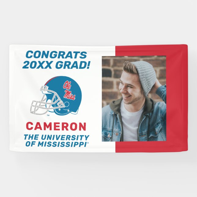 Lona Casco de fútbol Ole Miss | Azul claro (Horizontal)