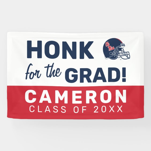 Lona Casco de fútbol Ole Miss | Azul oscuro (Horizontal)