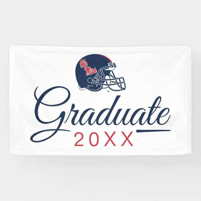 Lona Casco de fútbol Ole Miss | Azul oscuro (Horizontal)