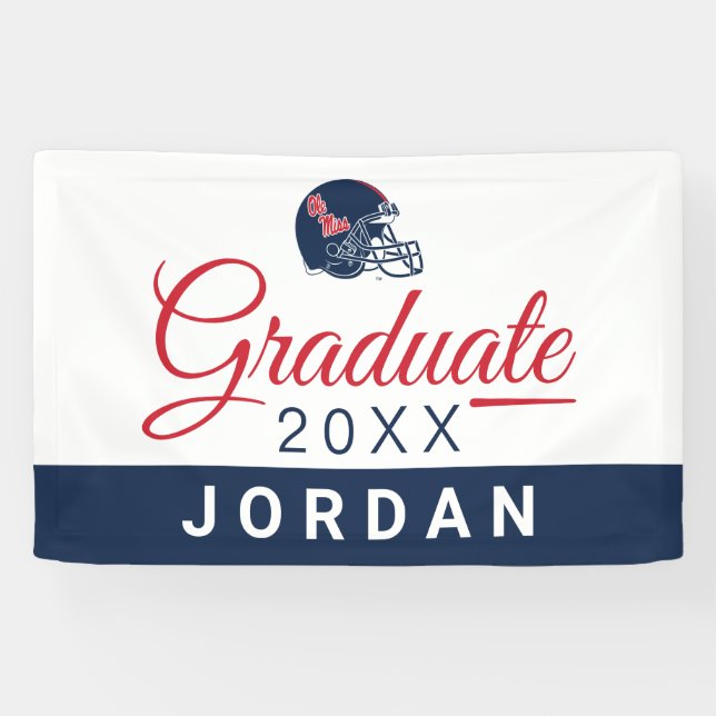 Lona Casco de fútbol Ole Miss | Azul oscuro (Horizontal)