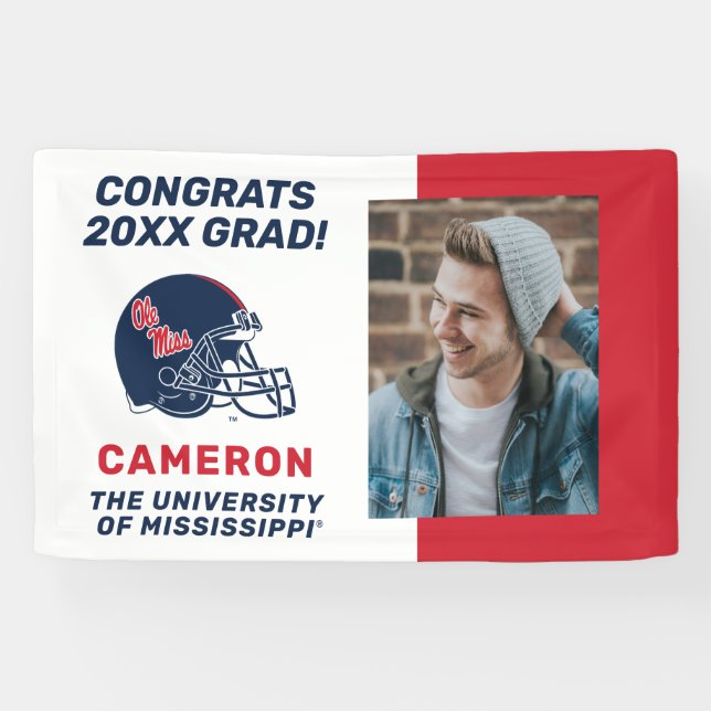 Lona Casco de fútbol Ole Miss | Azul oscuro (Horizontal)