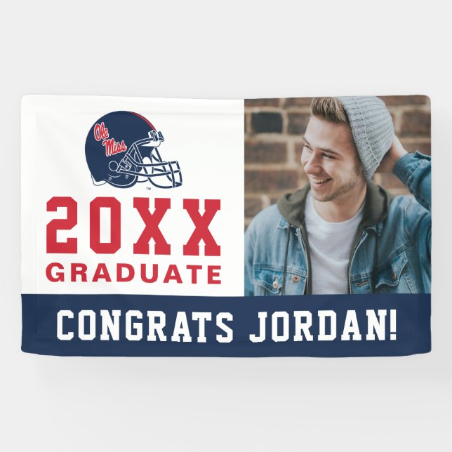 Lona Casco de fútbol Ole Miss | Azul oscuro (Horizontal)