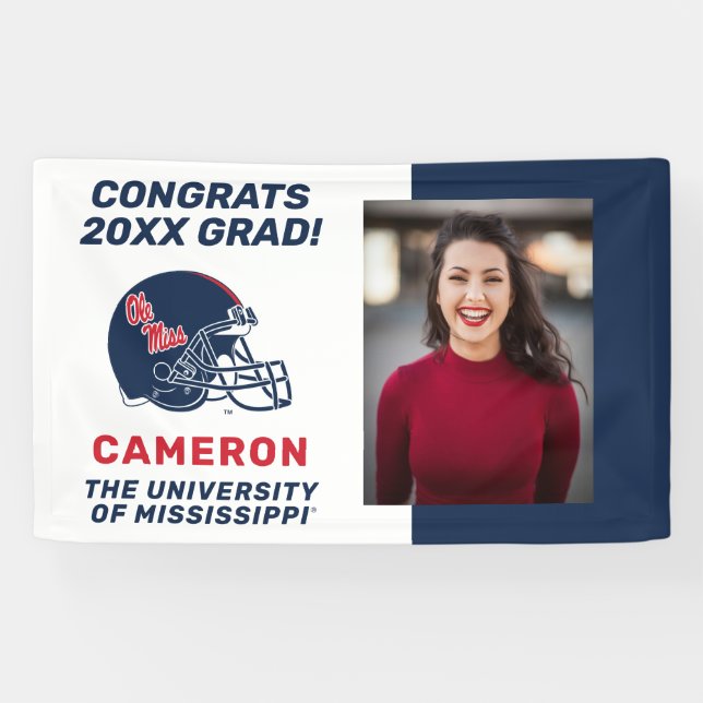 Lona Casco de fútbol Ole Miss | Azul oscuro (Horizontal)