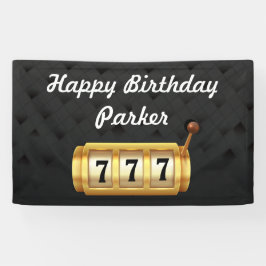 Lona Casino Night Happy Birday Fiesta Black Gold