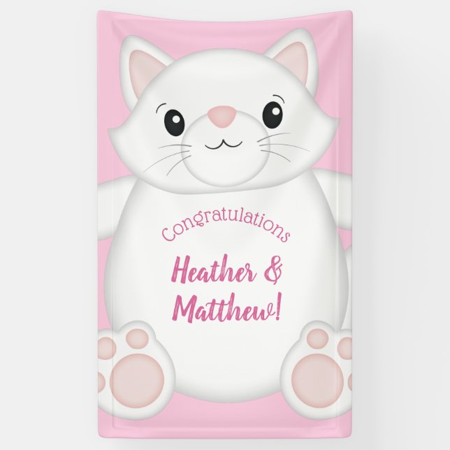 Lona Cat Baby Shower Kitty Pink (Vertical)