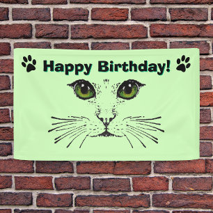 Lona Cat Face Whiskers Green Eyes Paw Impresiones Cumpl