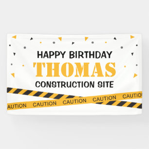 Lona Caution Construction Site Birthday backdrop