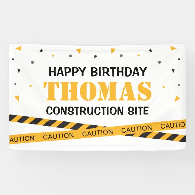Lona Caution Construction Site Birthday backdrop (Horizontal)
