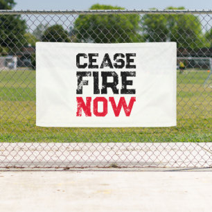 Lona Cease Fire Now Black White grunge anti guerra