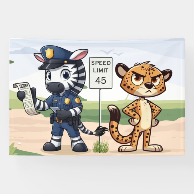 Lona cebra y guepardo policías lindos (Horizontal)