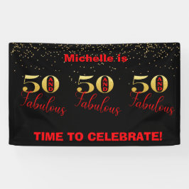 Lona Celebra 50 Y Fabuloso Cumpleaños Del Oro Rojo