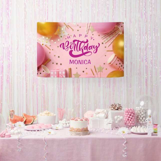 Lona ¡Celebra! Fiesta de cumpleaños personalizada  (Fiesta)