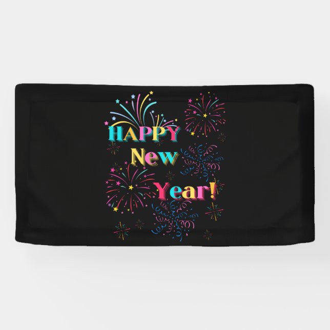 Lona Celebración de Año Nuevo 1.6x3 Banner de Vinilo (Horizontal)