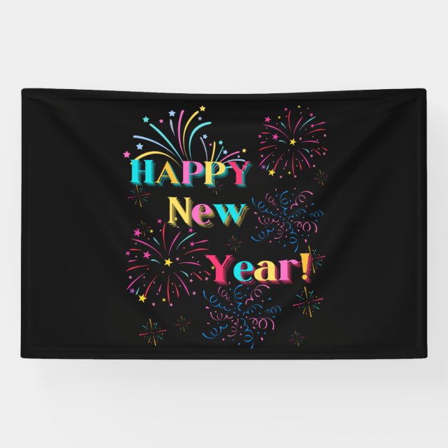 Lona Celebración de Año Nuevo Estandarte de Vinilo 4x6 (Horizontal)