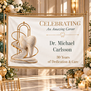 Lona Celebración de Carrera de Dentista de Mármol Dorad