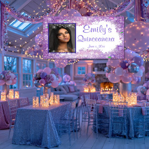 Lona Celebración de Quinceañera, Brillo de Gemas de Pur