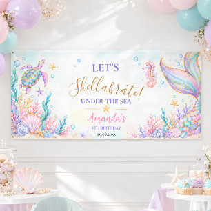 Lona Celebración de Sirena Bajo el Mar