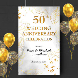 Lona Celebración del 50° Aniversario Boda Fiesta Dorado