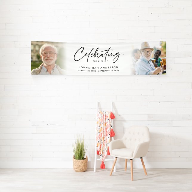 Lona Celebración del funeral o conmemoración de 2 fotos (in situ)