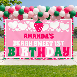 Lona Celebración del Primer Cumpleaños de Fresa