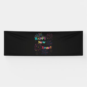 Lona Celebración Feliz Año Nuevo 2.5x8 Banner de Vinilo
