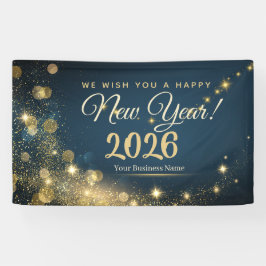 Lona Celebración festiva de año nuevo dorado y azul bri