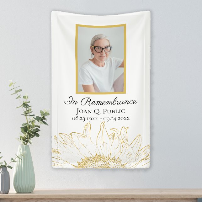 Lona Celebración gráfica del girasol del funeral de la  (Subido por el creador)
