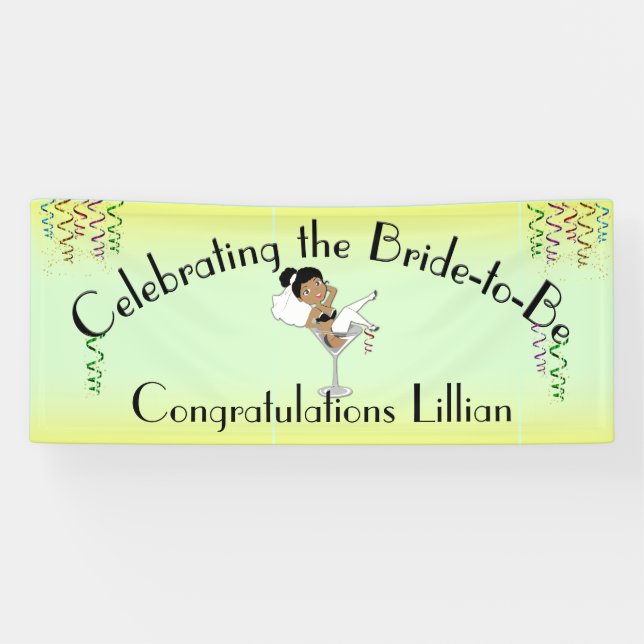 Lona Celebrando que la novia negra sea ducha/Fiesta (Horizontal)