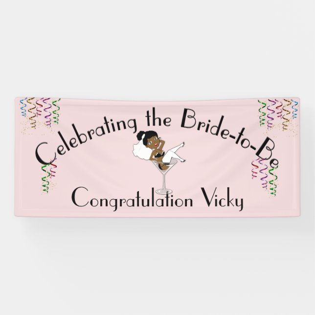 Lona Celebrando que la novia negra sea ducha / Fiesta (Horizontal)