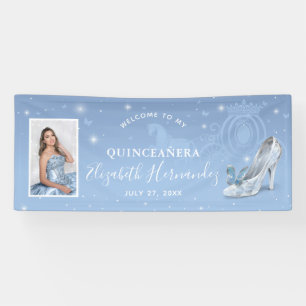 Lona Cenicienta Quinceañera Cumpleaños Foto Azul Claro