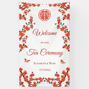 Lona Ceremonia de Té de Flor de Cerezo Roja