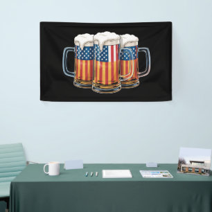 Lona Cerveza bandera americana 4 de julio Merica bebien