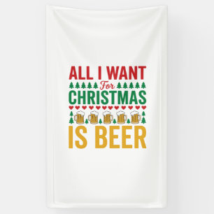 Lona Cerveza de Navidad Diseño Divertido de Bebida para
