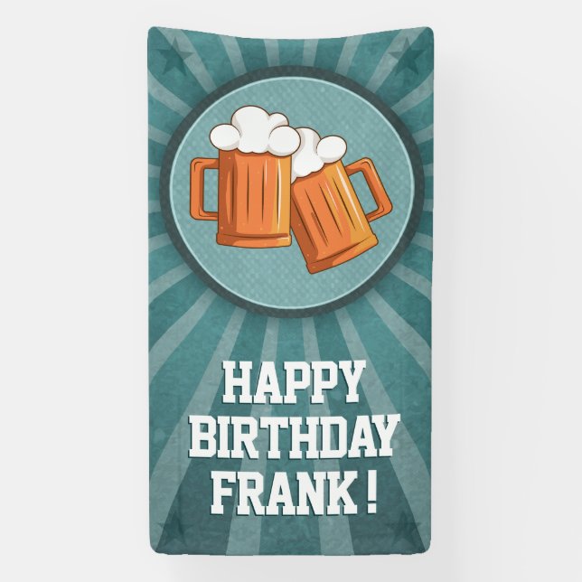 Lona Cerveza Personalizada Feliz Cumpleaños (Vertical)