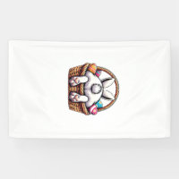 Cesta de conejito lindo del día de Pascua cazando