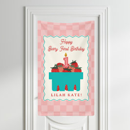 Lona Cesta del verificador de cumpleaños 1 de fresa