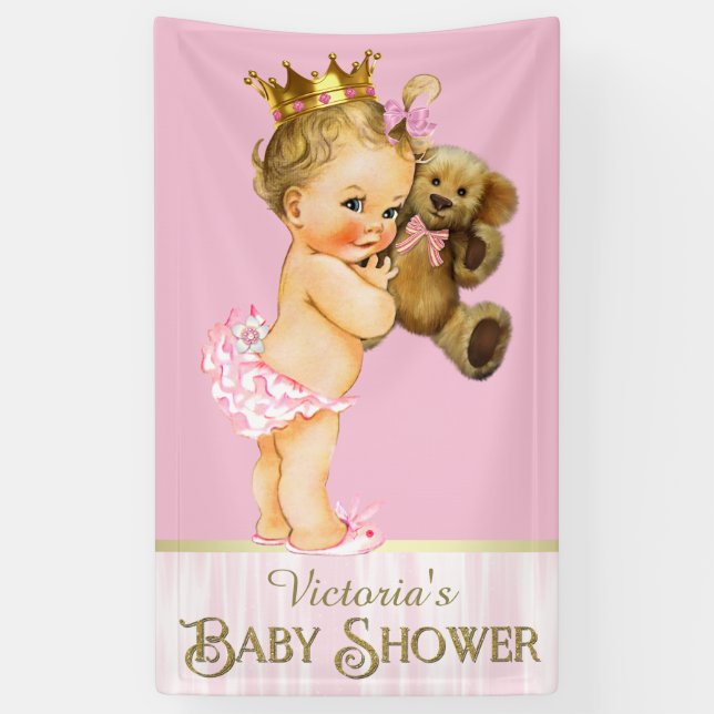 Lona Chá de Bebé de la Princesa Osito Teddy (Vertical)