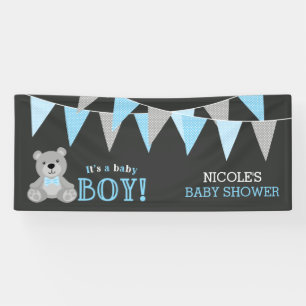 Lona Chalkboard Gray Teddy Bear Boy Baby Shower