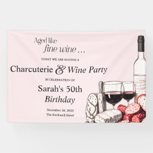Lona Charcuterie y Red Wine 50 cumpleaños Rubor