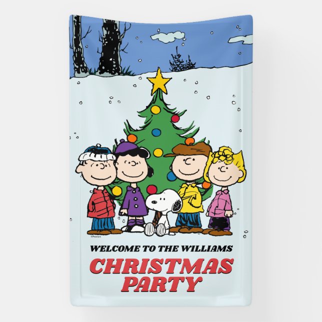 Lona Charlie Brown y Fiesta de Navidades de amigos (Vertical)