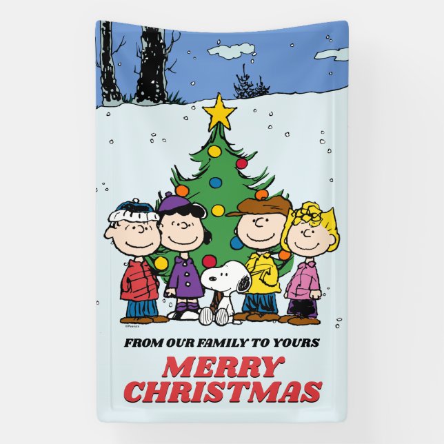 Lona Charlie Brown y Navidades de amigos (Vertical)