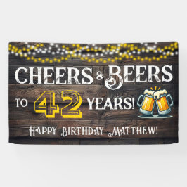 Lona Cheers and Beers to 42 Years Birthday Party Banner