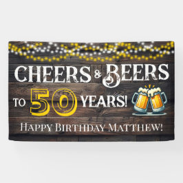 Lona Cheers and Beers to 50 Years Birthday Party Banner