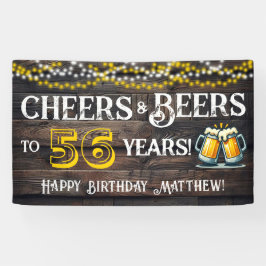 Lona Cheers and Beers to 56 Years Birthday Party Banner