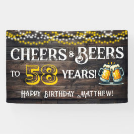 Lona Cheers and Beers to 58 Years Birthday Party Banner
