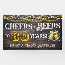 Lona Cheers and Beers to 80 Years Birthday Party Banner