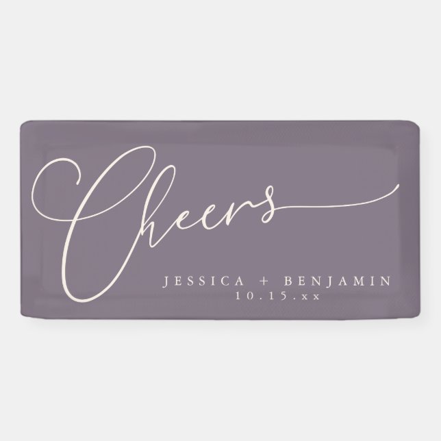 Lona Cheers Minimalist Plum Script Elegant Wedding  (Horizontal)
