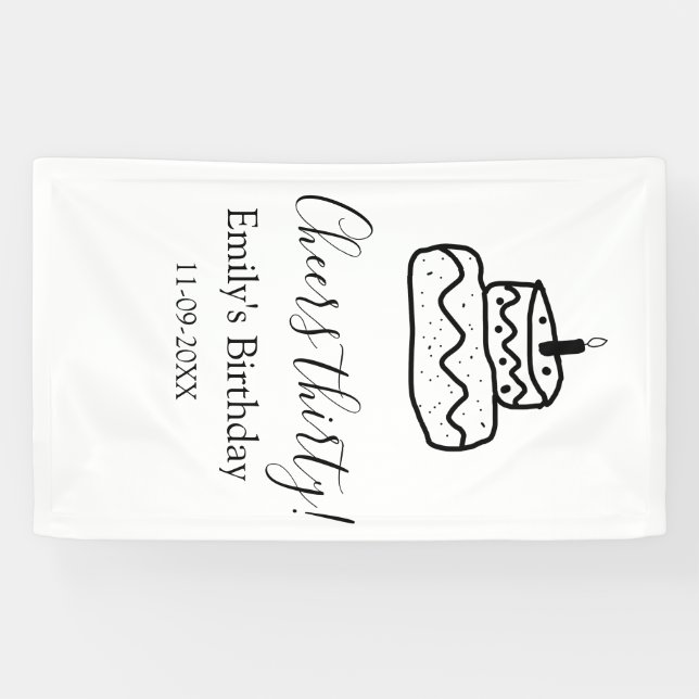 Lona Cheers thirty birthday cake black scribble hand (Horizontal)