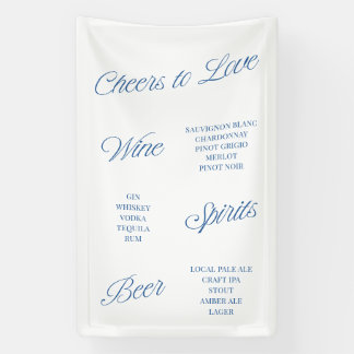 Lona Cheers to Love Script Wedding Bar Menu Banner Sign
